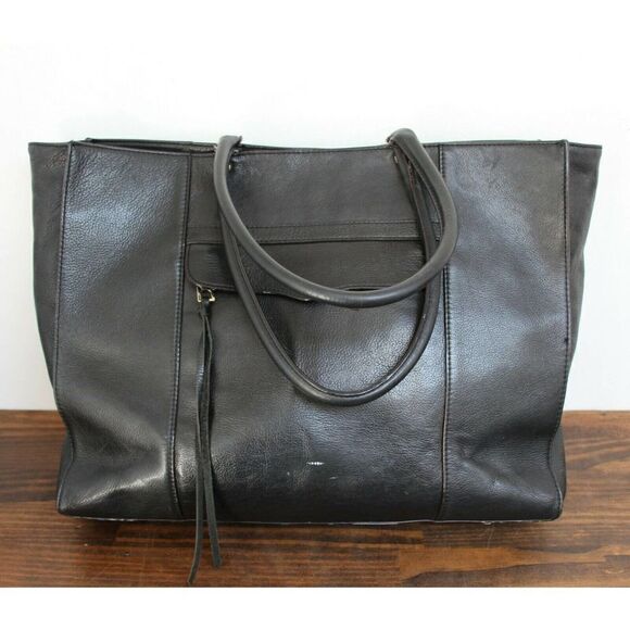 SIGNED BY REBECCA MINKOFF BLACK GENUINE LEATHER TOTE SHOULDER BAG HANDBAG PURSE - Picture 6 of 7